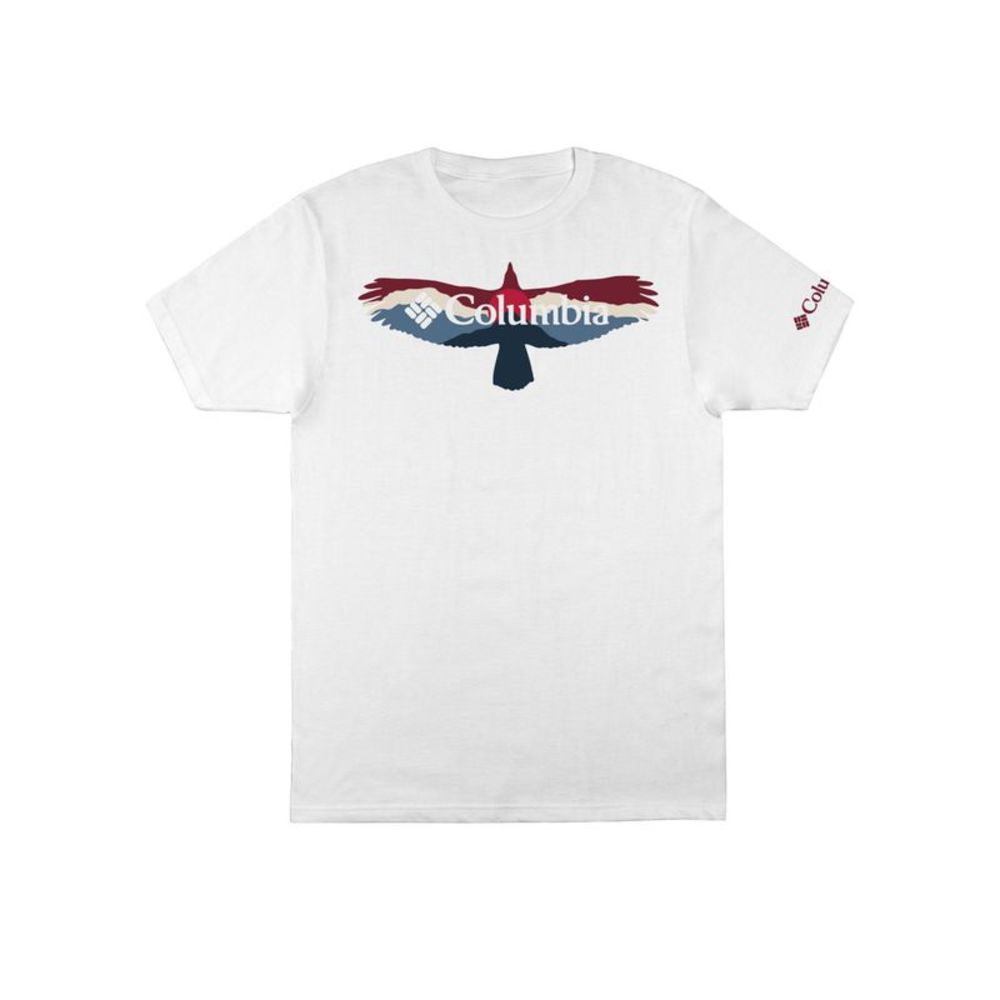COLUMBIA SPORTSWEAR CO. Mens Soaring White Logo Graphic T-Shirt S